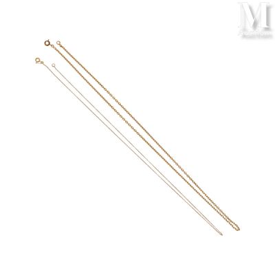 a pair of gold chains on a white background