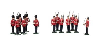 a lot of toy soldiers that are standing in a line
