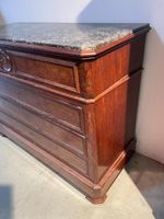COMMODE A ECRIRE en placage acajou, plateau marbre noir. (photo 5)