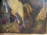 a picture of a painting of a horse and a bird