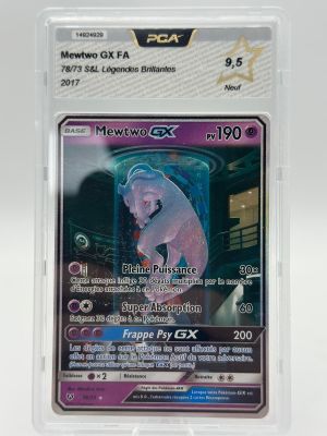 a close up of a card in a plastic case on a table