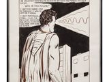 a black and white drawing of a man in a superman costume