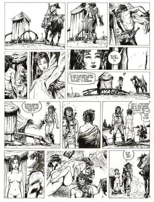 une page en noir et blanc d'une bande dessinée représentant un homme et une femme