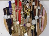 a wooden plate with many different watches on it