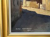 a picture of a painting of a street in a village