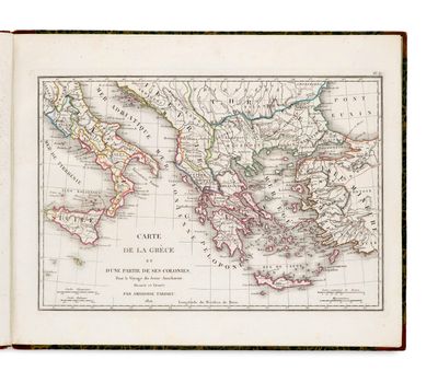 une vieille carte de l'Empire romain, dont les frontières sont indiquées en rouge et en vert