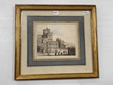 photo encadrée représentant un bâtiment avec une tour horloge au centre