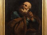 a painting of an old man with a beard in a gold frame