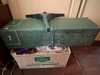 une boîte contenant un gros objet vert