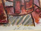 a picture of a painting of a man with a hat on