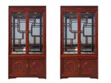 pair of antique chinese style display cabinets with glass doors