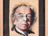 painting of a portrait of a man with glasses in a wooden frame
