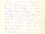 une vieille lettre manuscrite, écrite à l'encre violette sur un morceau de papier