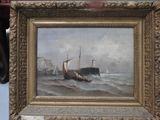 une image d'un tableau représentant un bateau dans l'eau
