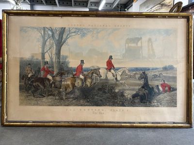 Gravure anglaise polychrome Fox Hunting Plate 3 The Run