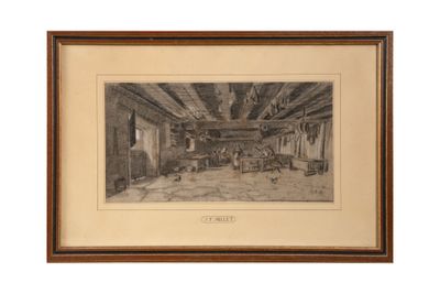 un dessin en noir et blanc représentant un salon avec une cheminée