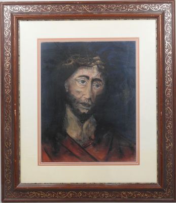 a painting of a man with a crown of thorns on his head