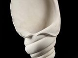 sculpture représentant un coquillage blanc sur fond noir