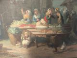 a painting of a group of people at a market