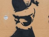 a picture of a stencil of a woman hugging a child