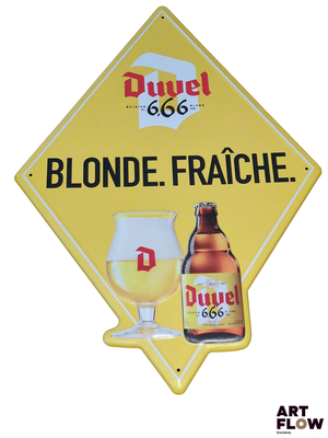 Plaque en tôle lithographiée DUVEL en forme de losange Dimen…
