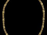 un collier à chaîne en or avec des maillons carrés sur fond noir