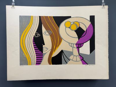 l'image d'un tableau représentant une femme et un homme accroché au mur