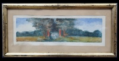 Deux petites aquarelles "Paysages" signées CALMET 35x12 cm a… - Photo 1