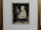tableau représentant une femme assise sur une chaise, une fleur à la main