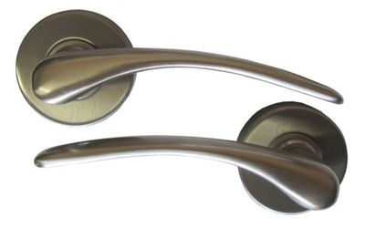 Lot de 2 - Poignées de porte béquilles sur rosaces - Inox br…