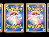 four pokemon cards are shown in a row on a black background