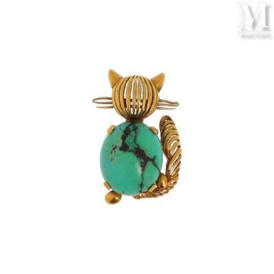 une image représentant un chat avec une pierre turquoise sur le dos