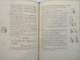 an open book with a drawing of various objects on it