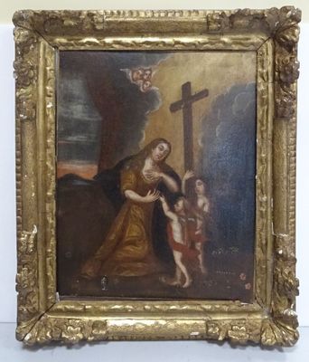 une image d'un tableau représentant une femme tenant un enfant dans ses bras