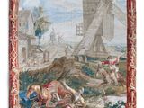 une image représentant une tapisserie avec un moulin à vent en arrière-plan