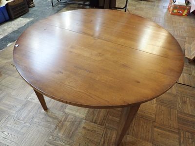 Table de salle à manger en chêne massif, 2 allonges (Haut.