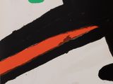 an image of a painting of a black cat with a green dot on it ' s head