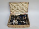a box full of assorted items sitting on a table