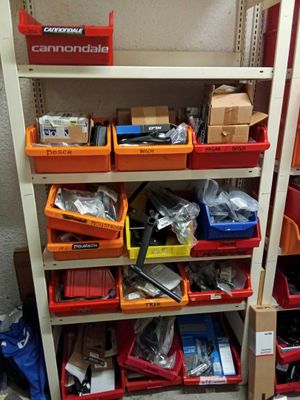 a shelf with many different types of tools on it