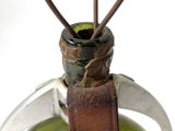 a wine bottle with a wine bottle holder attached to it