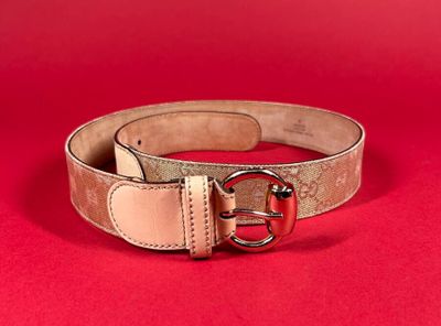 a close up of a belt with a buckle on a red background