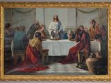 a painting of a painting of jesus at the table