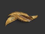 a gold and diamond feather broochle