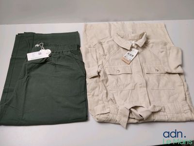 un pantalon kaki pour homme et une chemise posés sur une table