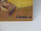 a painting of a woman sitting on a chair