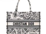 christian dior tote bag with black and white print