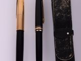 two pens and a case on a white surface