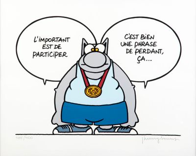 une image représentant un personnage de bande dessinée, un homme tenant une médaille dans la main