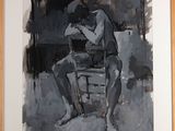 a picture of a painting of a man sitting on a chair
