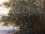 a picture of a painting of a tree with butterflies on it